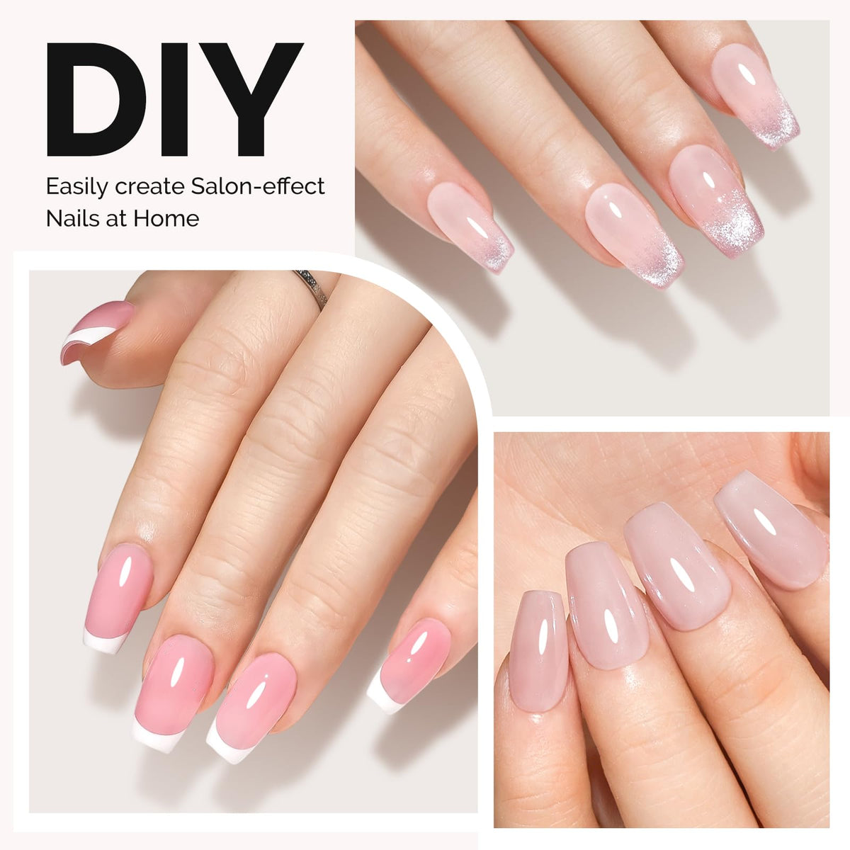 MelodySusie Short Ballerina Nail Tips display with various sizes