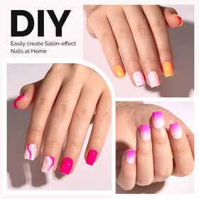 MelodySusie Short Square X Nail Tips in use on nails