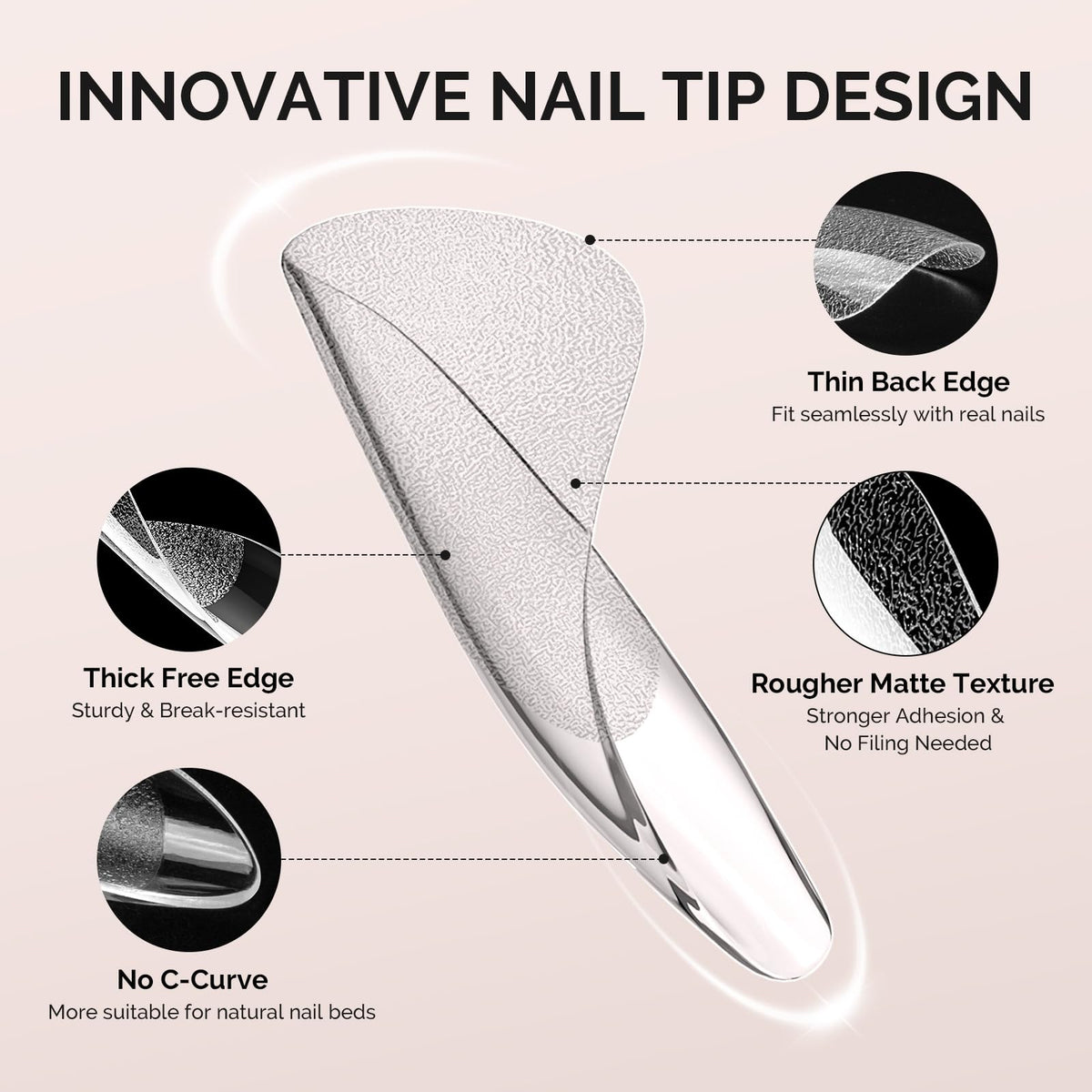 MelodySusie Short Square X Nail Tips in various sizes