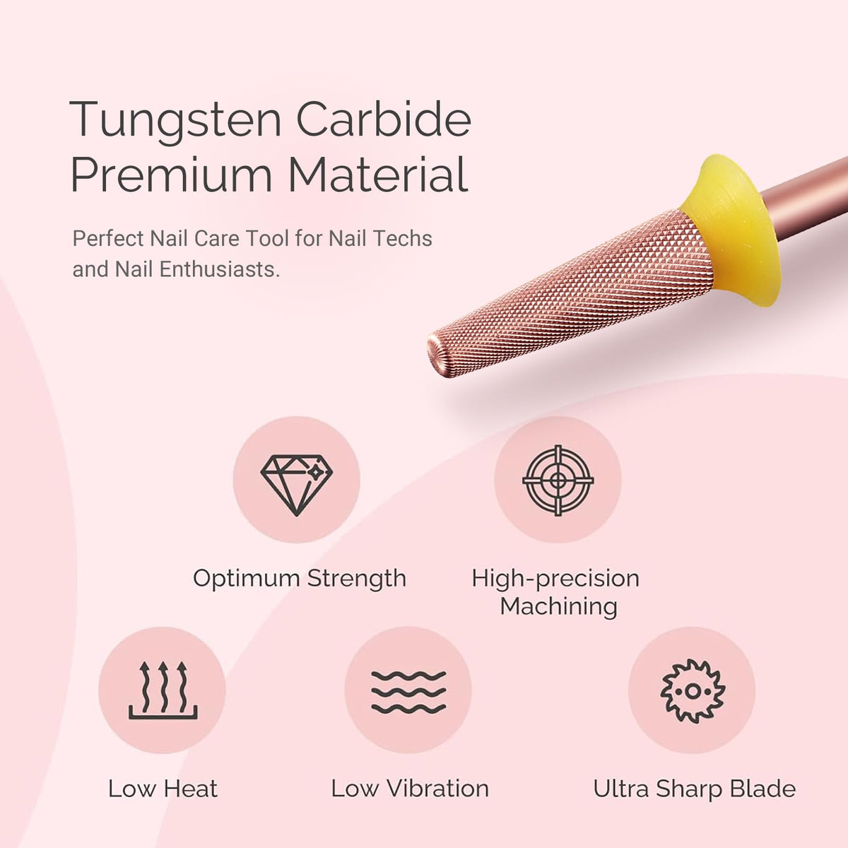 MelodySusie Tapered Barrel Nail Buffer Bit displayed with other nail care tools