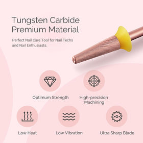 MelodySusie Tapered Barrel Nail Buffer Bit displayed with other nail care tools