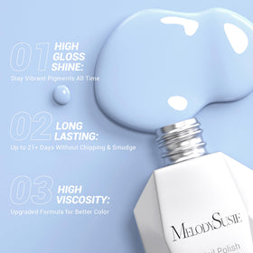MelodySusie Thick Baby Blue Gel Nail Polish application on nails