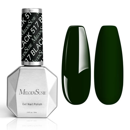 MelodySusie Thick Black Gel Nail Polish dark green front view
