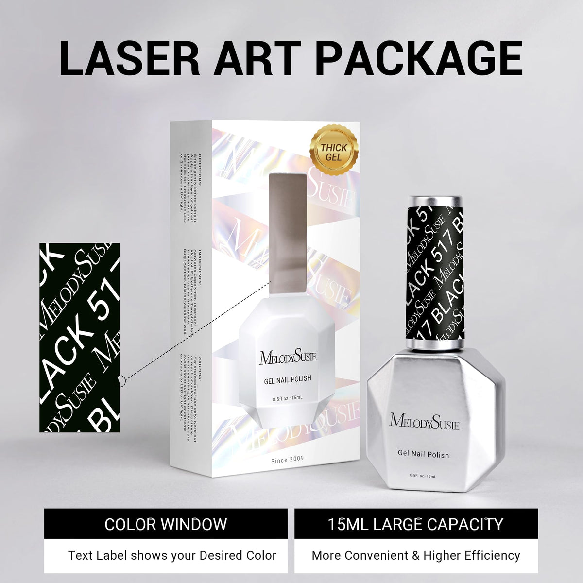 MelodySusie Thick Black Gel Nail Polish packaging