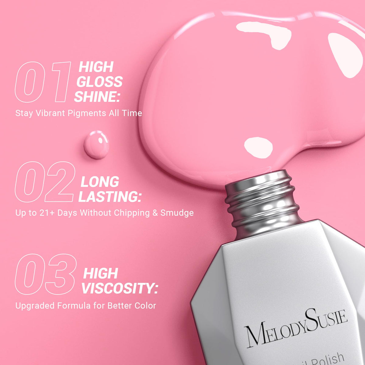 MelodySusie Thick Candy Pink Gel Nail Polish bottle with brush