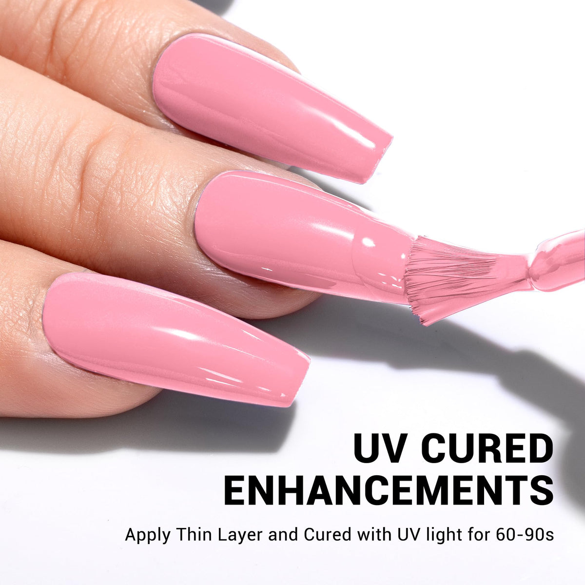MelodySusie Thick Candy Pink Gel Nail Polish curing under UV lamp