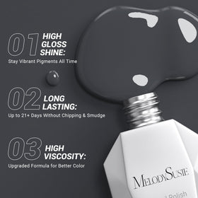 MelodySusie Thick Dark Gray Gel Nail Polish bottle with label