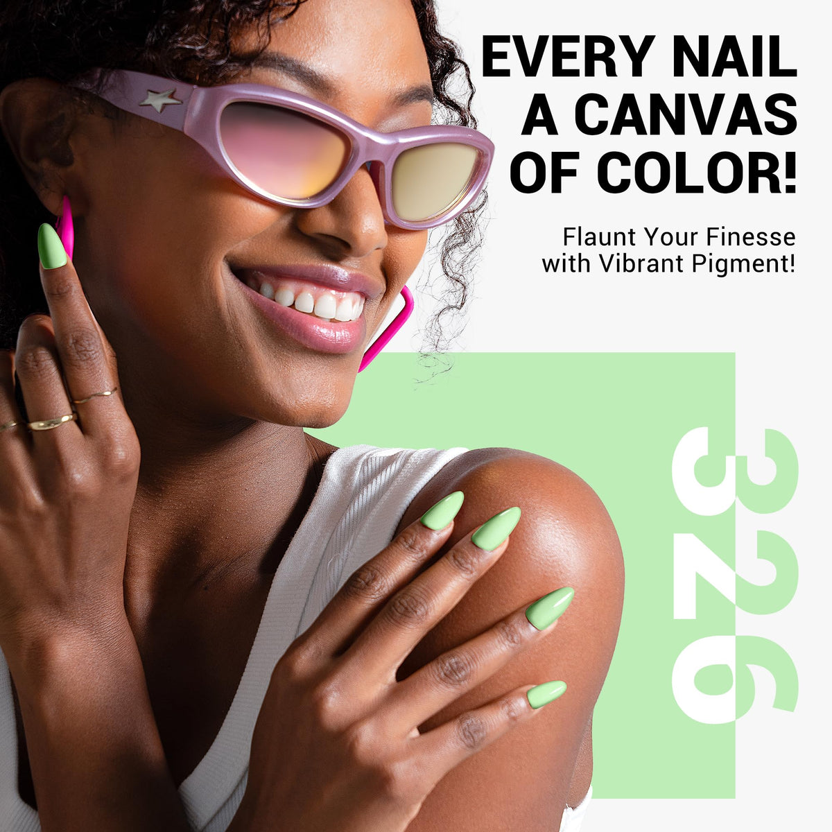 MelodySusie Thick Gel Nail Polish Funny Bunny Green applied on nails