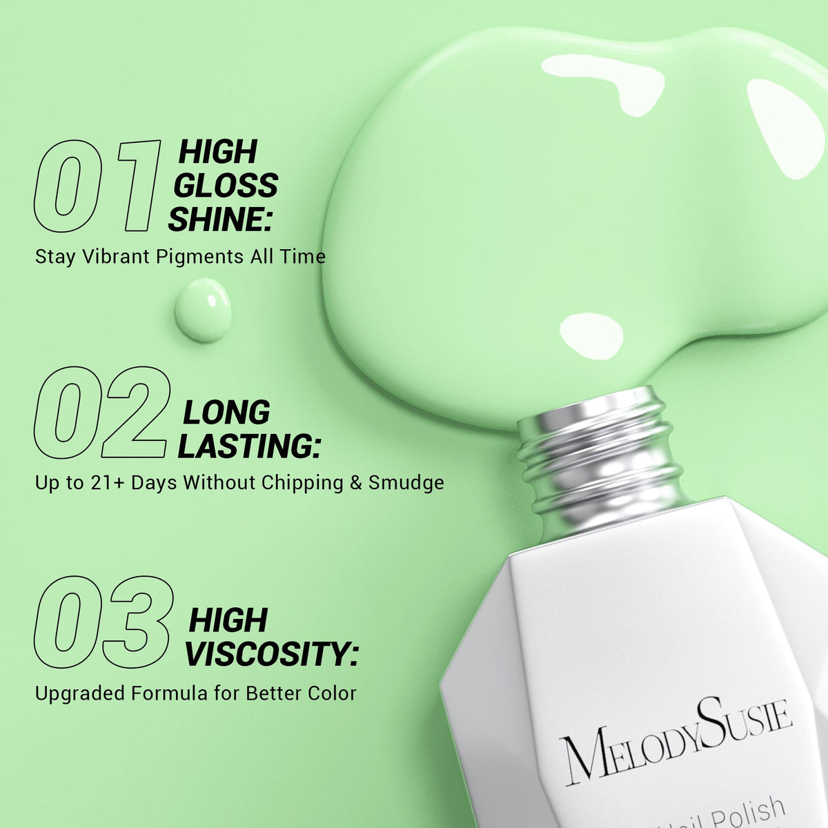 MelodySusie Thick Gel Nail Polish Funny Bunny Green bottle side view