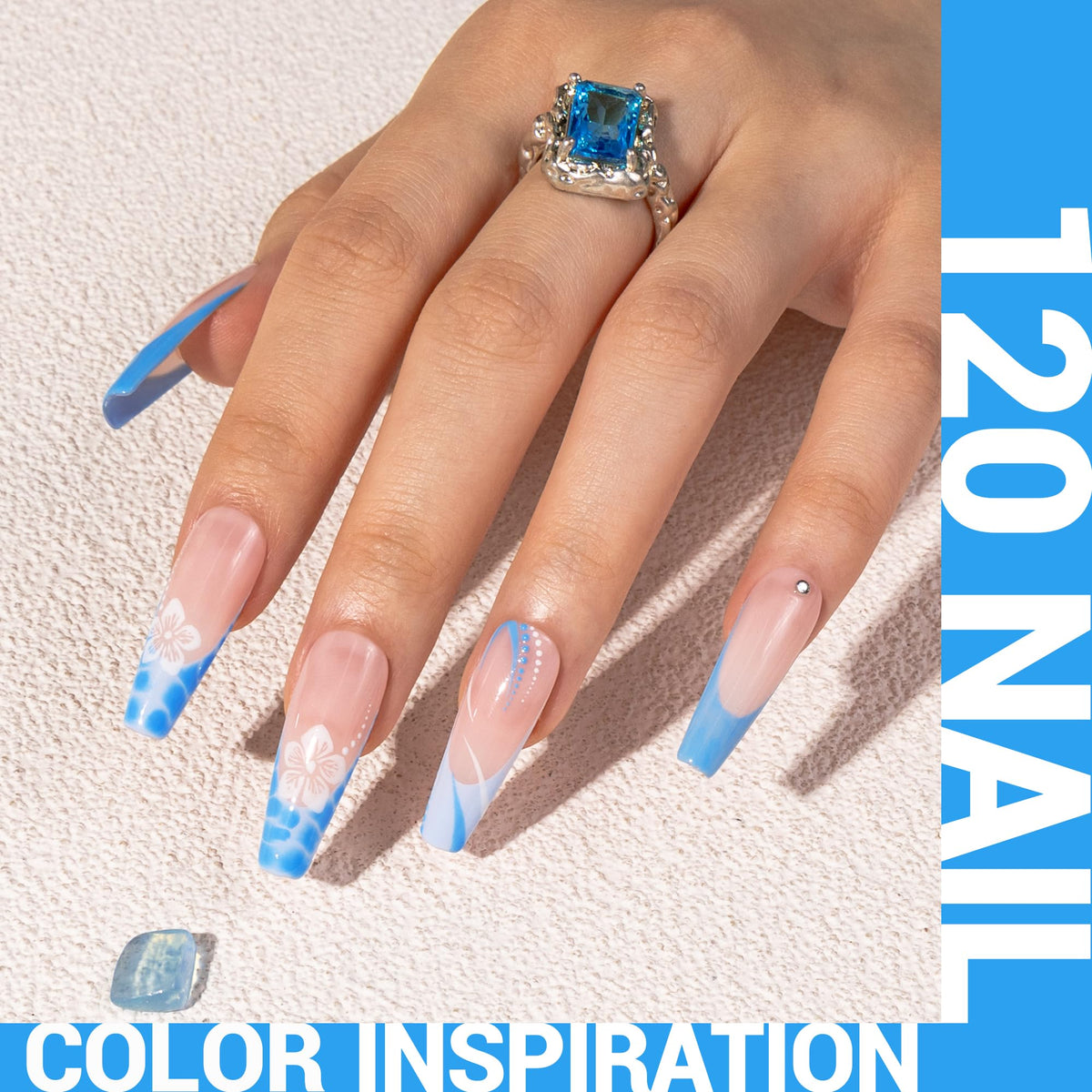 MelodySusie Thick Light Blue Gel Nail Polish application on nails