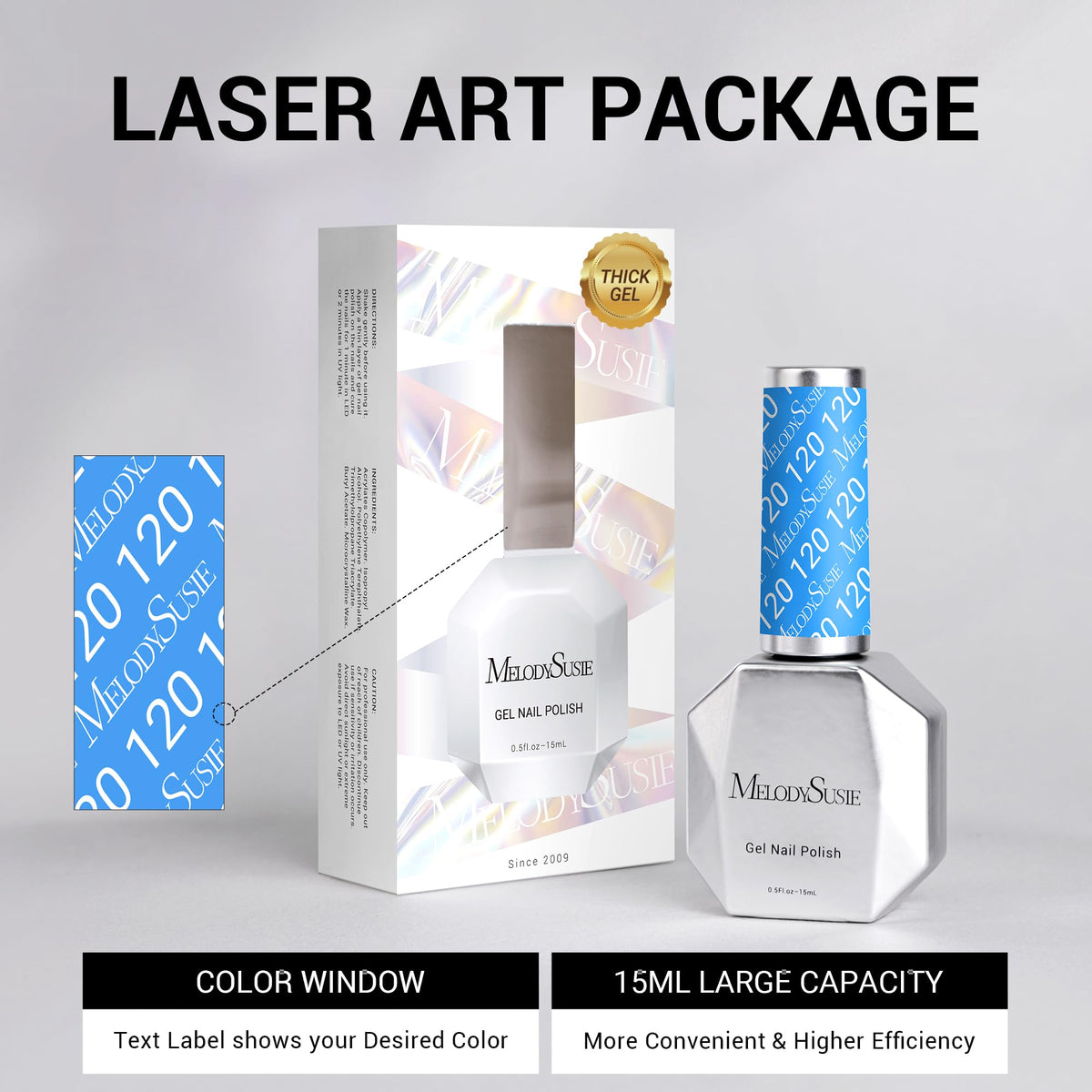 MelodySusie Thick Light Blue Gel Nail Polish with other nail colors
