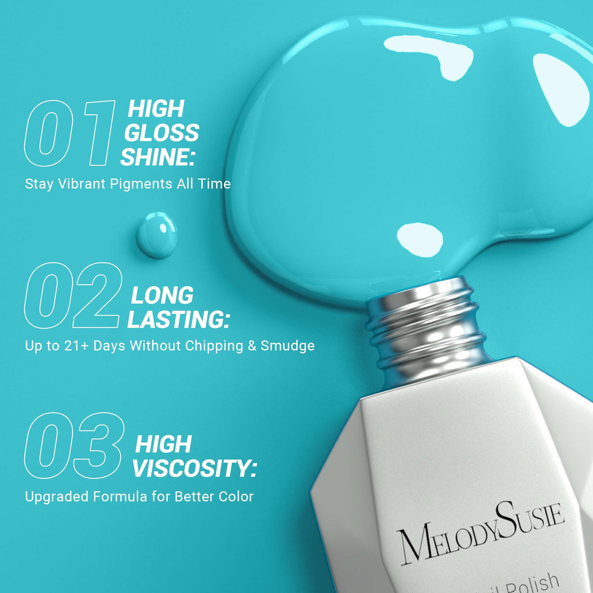 MelodySusie Thick Turquoise Blue Gel Nail Polish with brush close-up