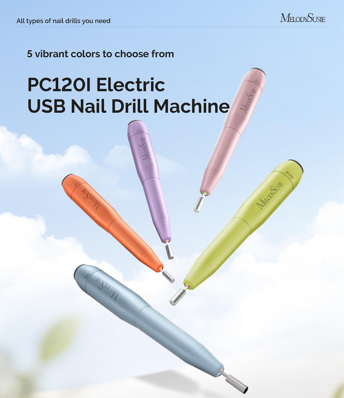 MelodySusie USB Nail Drill PC120I back view showing controls