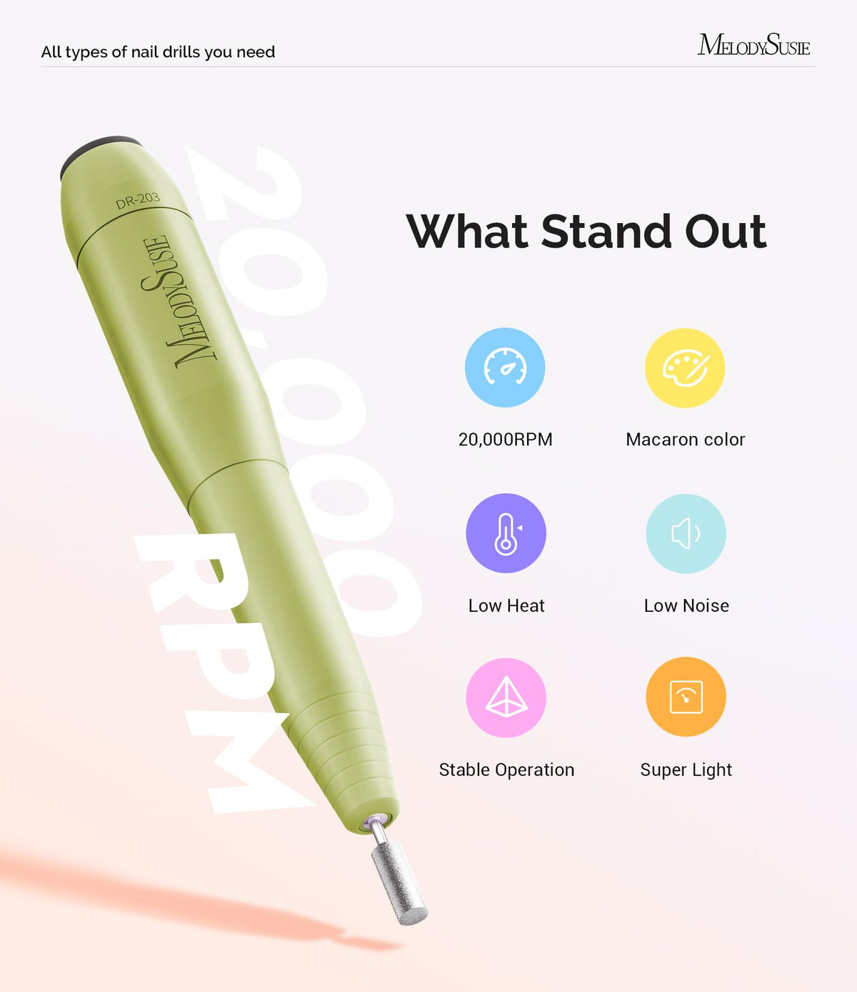 MelodySusie USB Nail Drill PC120I compact design for portability