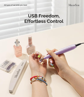 MelodySusie USB Nail Drill PC120I displaying adjustable speed settings