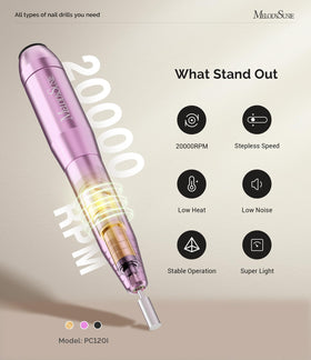 MelodySusie USB Nail Drill PC120I in use on acrylic nails