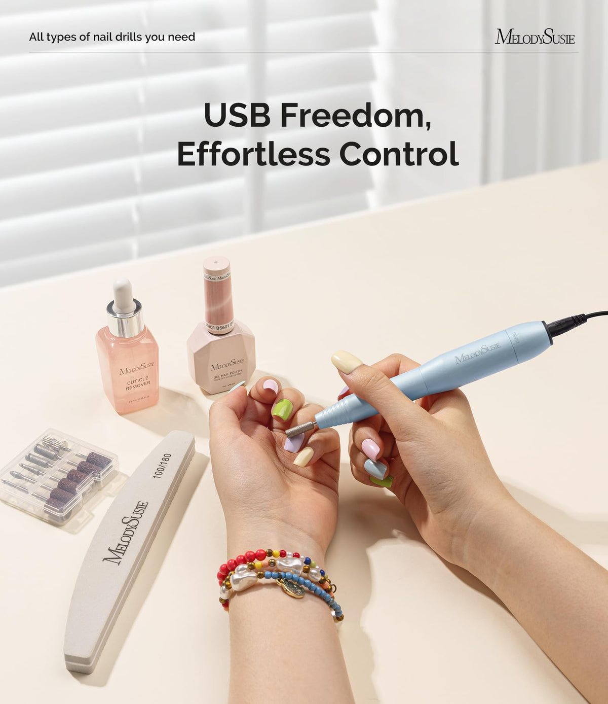 MelodySusie USB Nail Drill PC120I lightweight design for portability