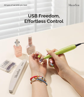 MelodySusie USB Nail Drill PC120I showing adjustable speed settings