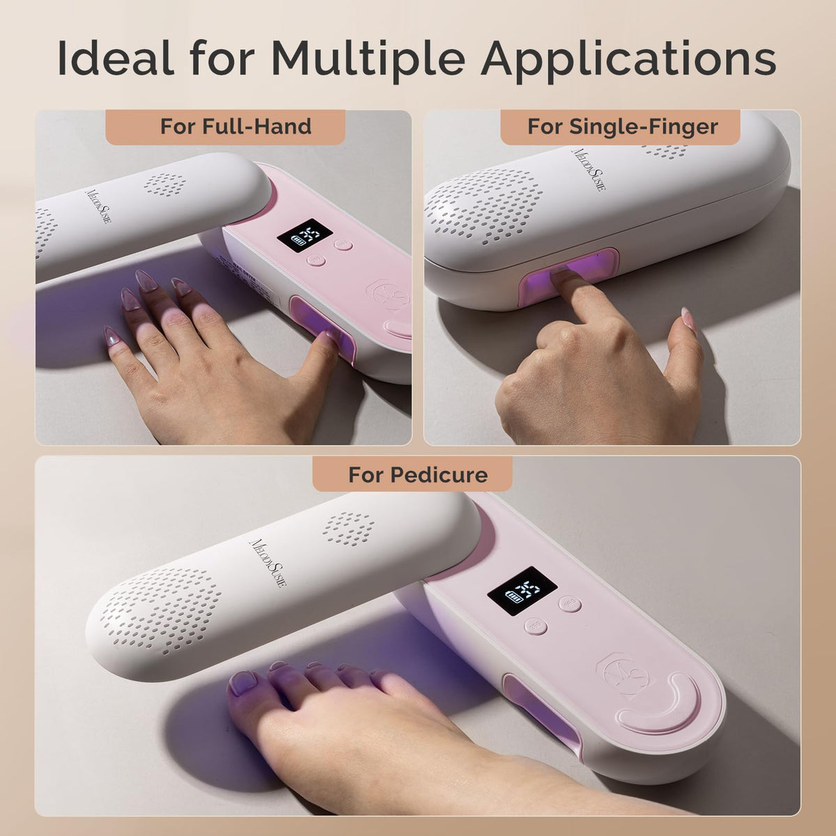 MelodySusie UV Nail Lamp showing battery charging