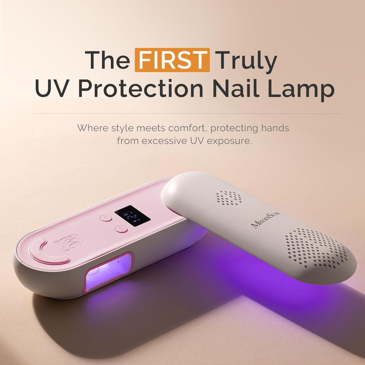 MelodySusie UV Nail Lamp showing rotatable panel