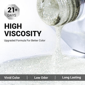 MelodySusie White Glitter Gel Polish 15ml application brush