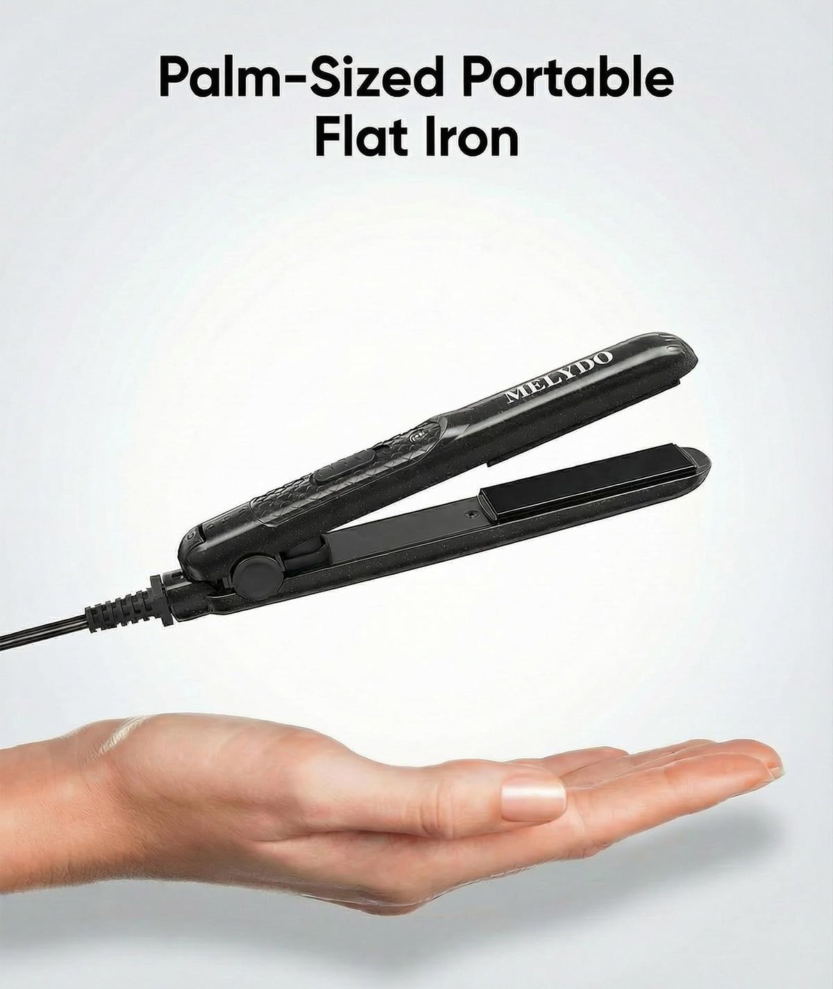 MELYDO Mini Flat Iron being used on short hair