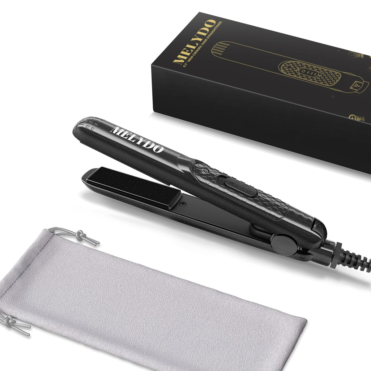 MELYDO Mini Flat Iron front view with ceramic plates