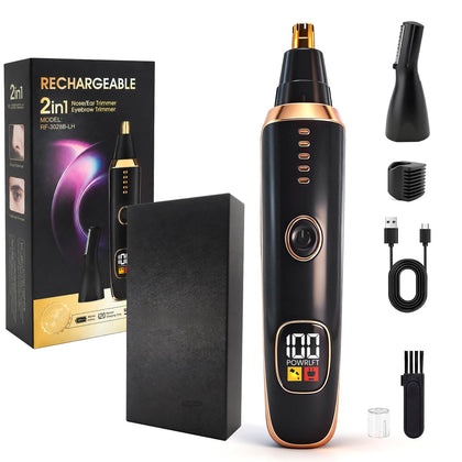 Mendaping Nose and Ear Hair Trimmer front view in black gold