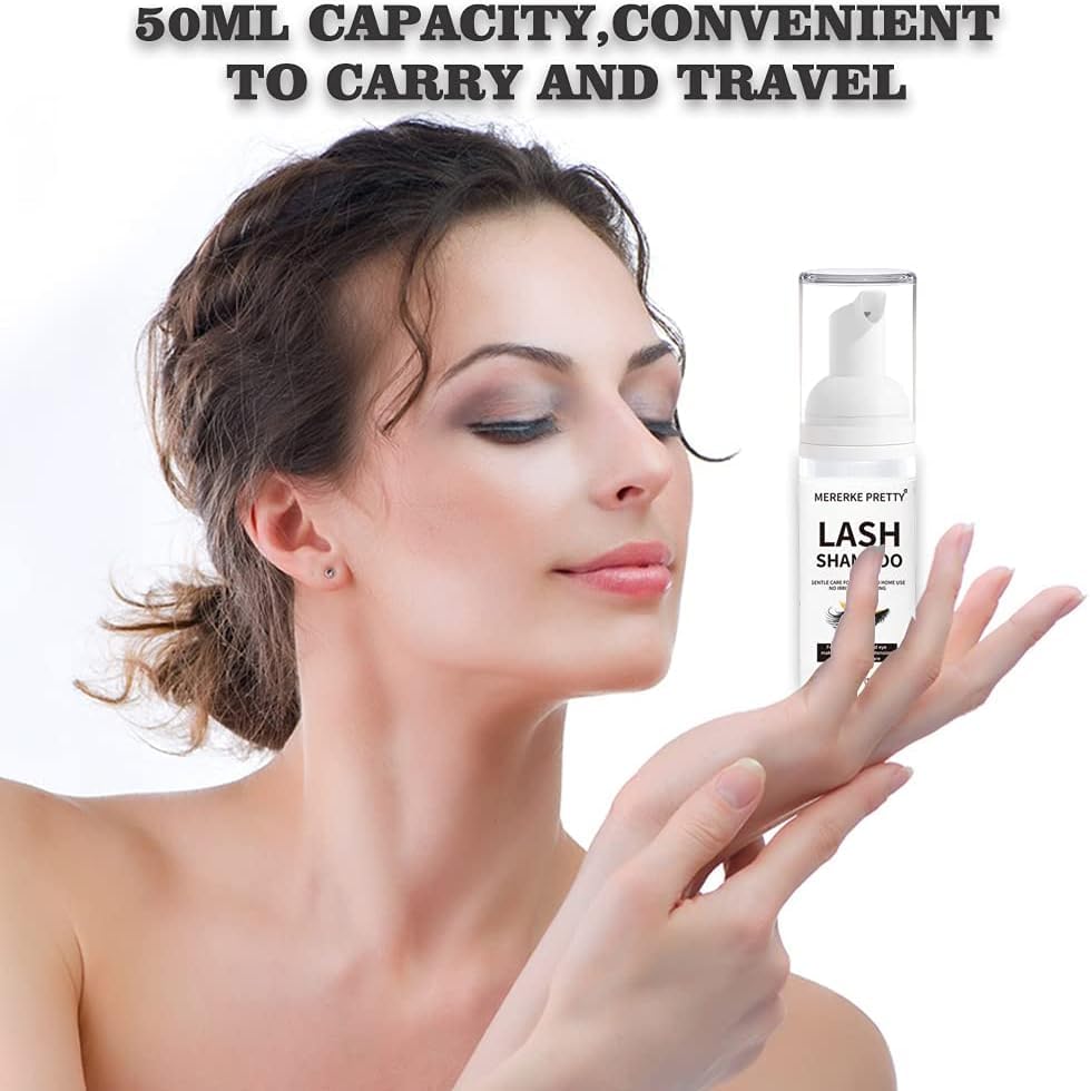 Mererke_Pretty Eyelash Extension Shampoo with brushes on a vanity