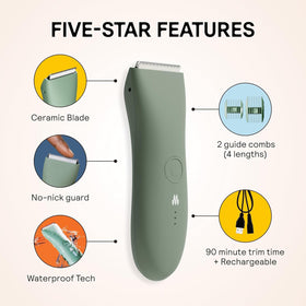 MERIDIAN The Trimmer Original showing adjustable guides and cleaning brush