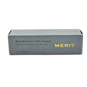 Merit Shade Slick Gelée Sheer Tinted Lip Oil Les Deux on lips