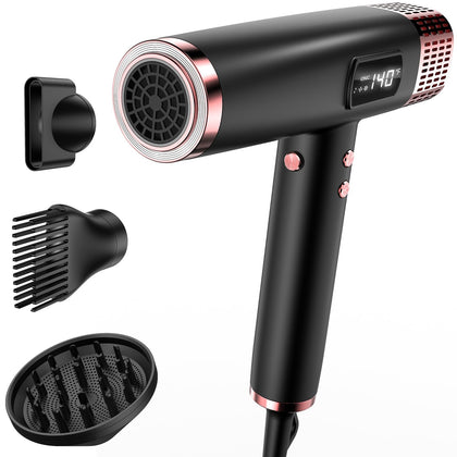 MESCOMB Dual Voltage Ionic Hair Dryer front view with diffuser