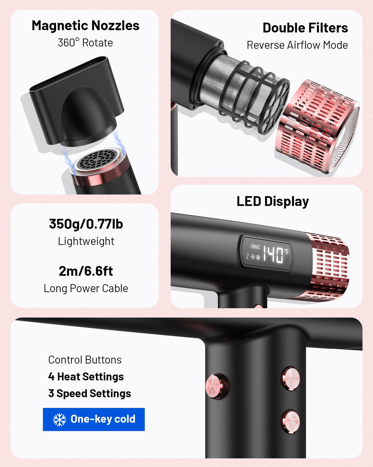 MESCOMB Hair Dryer packaging and accessories