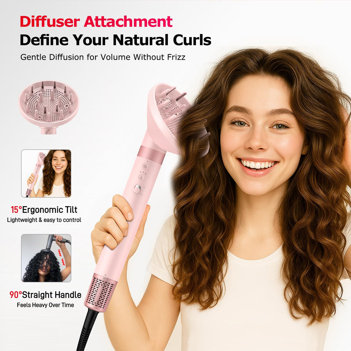 MESCOMB Hot Air Styler with diffuser attachment side view