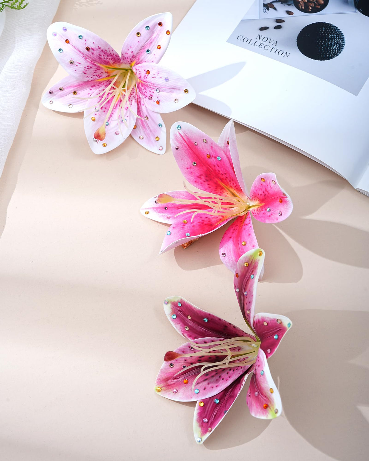 Mesovor Hawaiian Flower Hair Clips with a floral dress