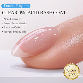 Metallic silver bottle of Double Rhythm gel base coat