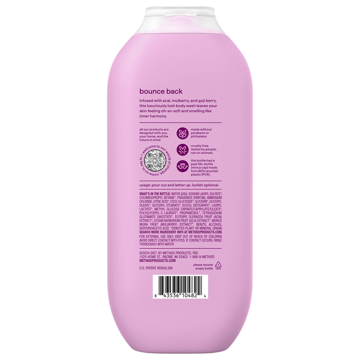 Method Body Wash Berry Balance with loofah