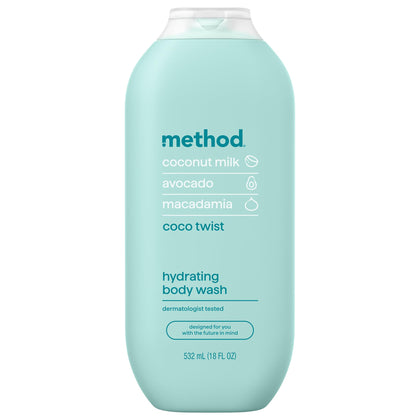 Method Body Wash Coco Twist 18 fl oz front view with coconut design
