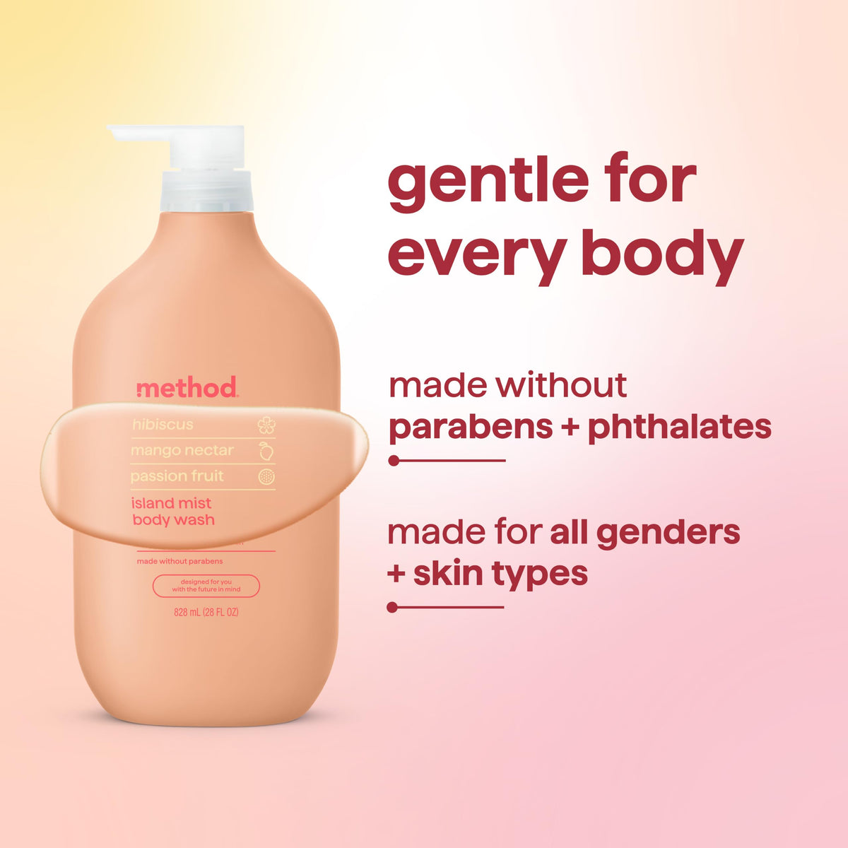 Method Body Wash Island Mist being poured into hand