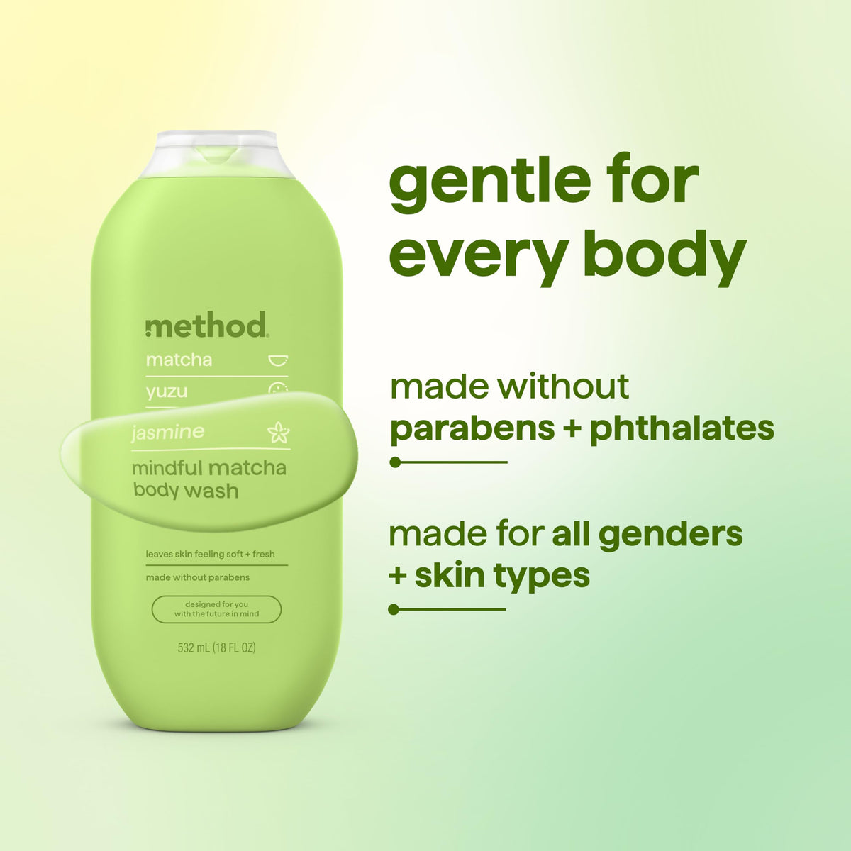 Method Body Wash Mindful Matcha with fresh matcha leaves