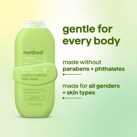 Method Body Wash Mindful Matcha with fresh matcha leaves