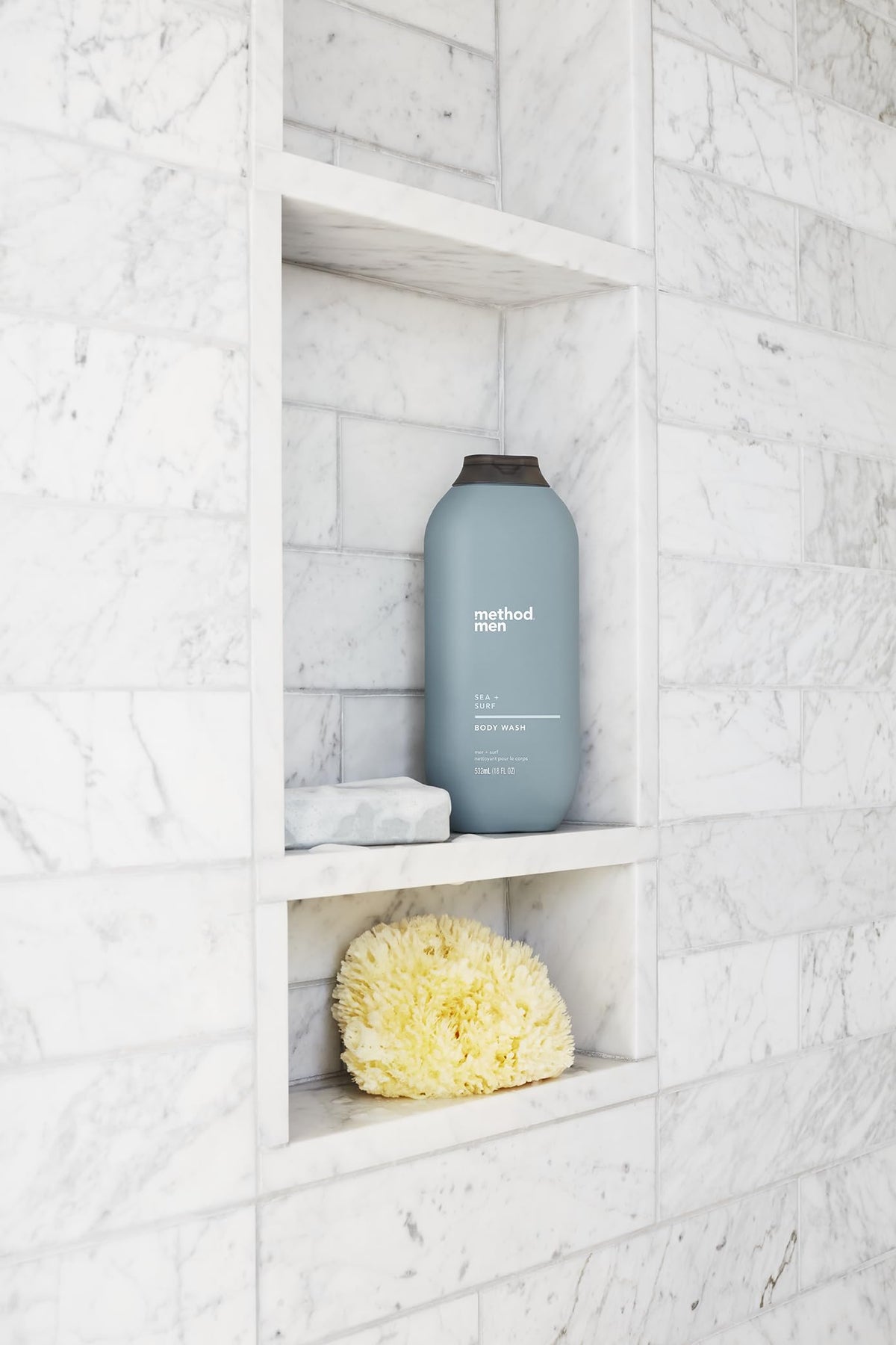 Method Body Wash Sandalwood + Vetiver with loofah and towel