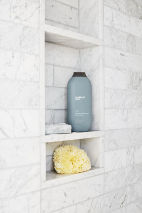 Method Body Wash Sandalwood + Vetiver with loofah and towel