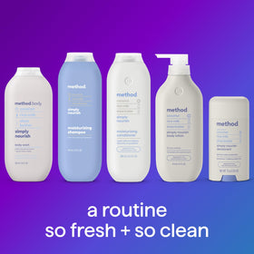 Method Body Wash Simply Nourish 28 fl oz in use with loofah