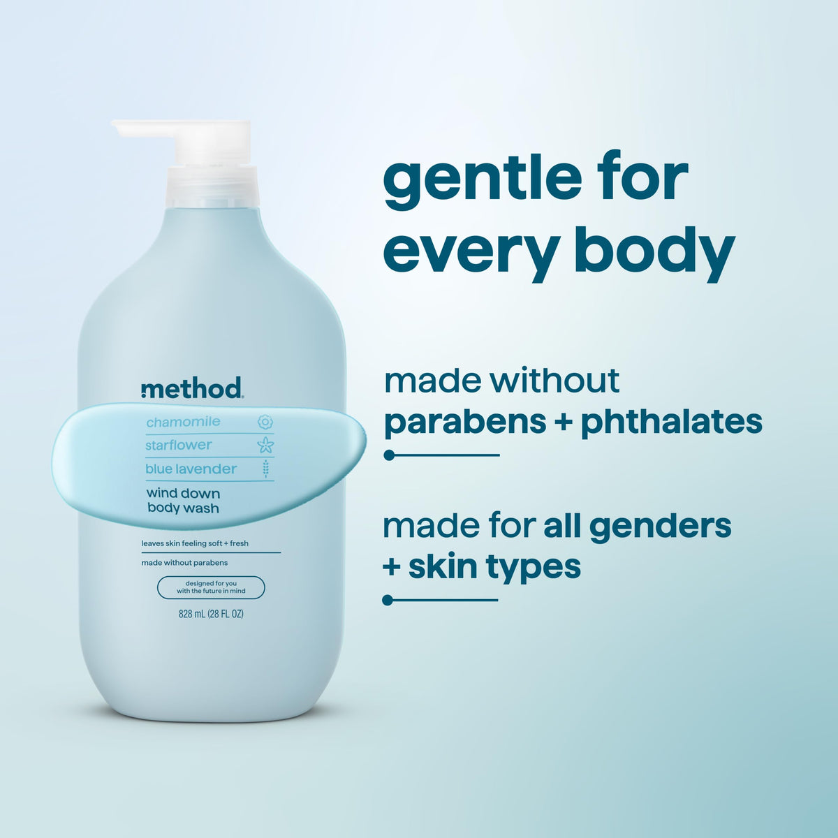 Method Body Wash Wind Down 28 fl oz with relaxing scent description