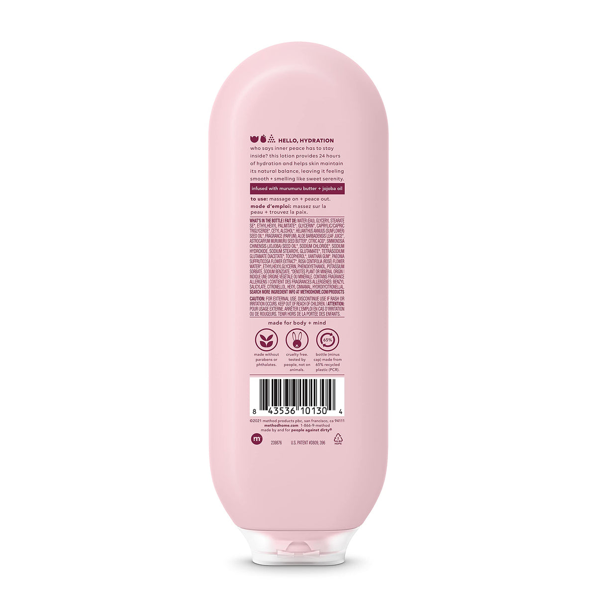 Method Daily Lotion Pure Peace bottle with murumuru and jojoba oils