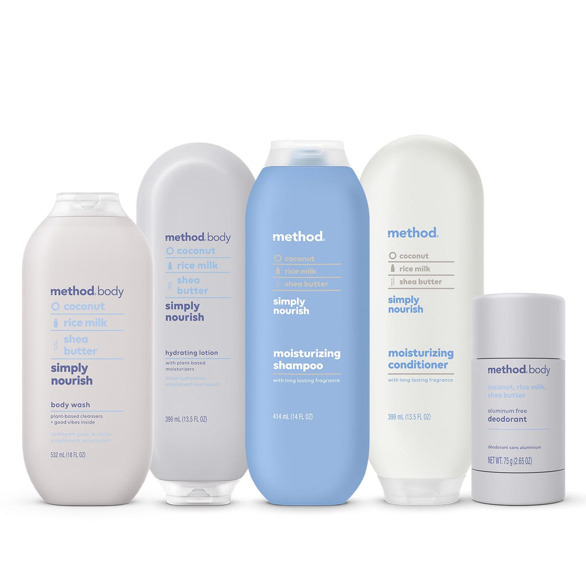 Method Daily Lotion Simply Nourish 14 oz bottle in a bathroom setting