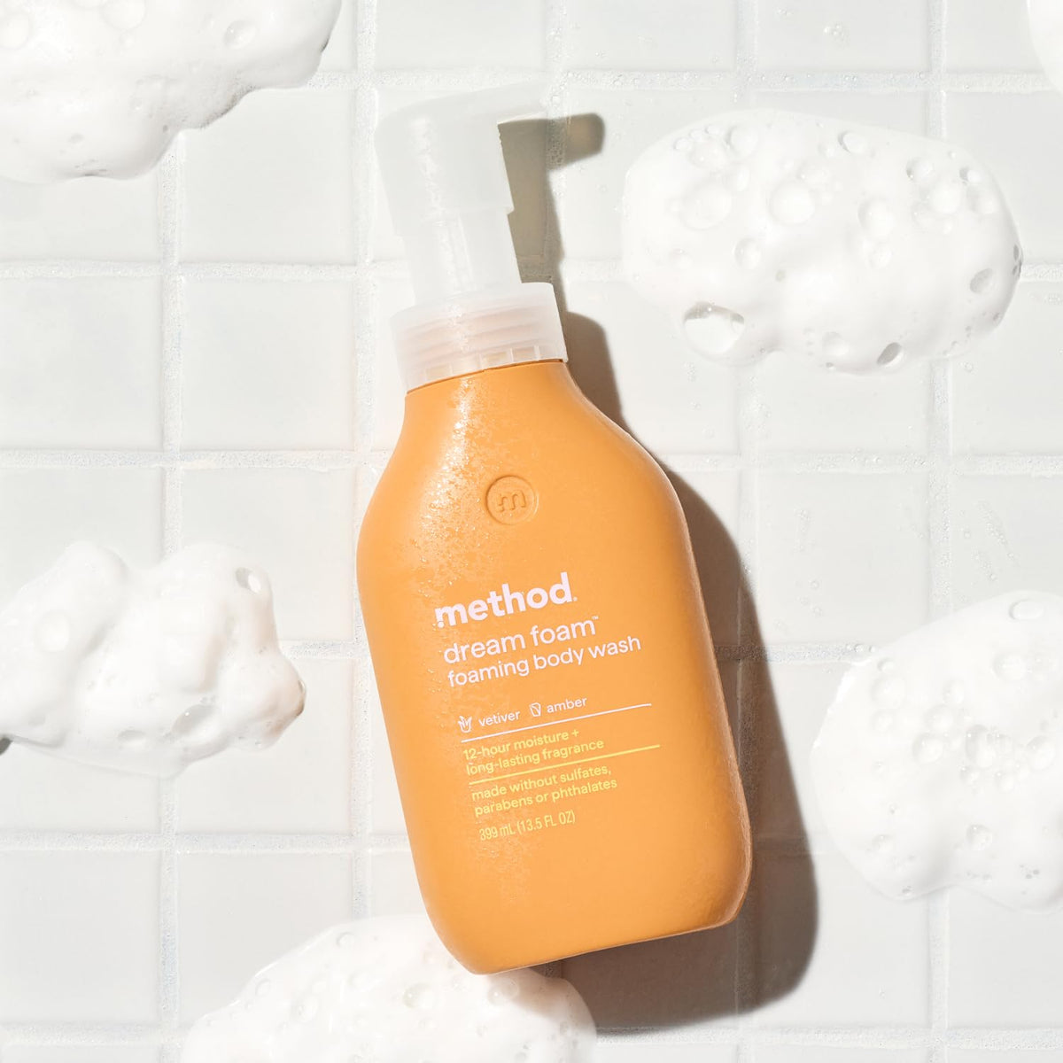 Method Dream Foam Foaming Body Wash with ingredients displayed