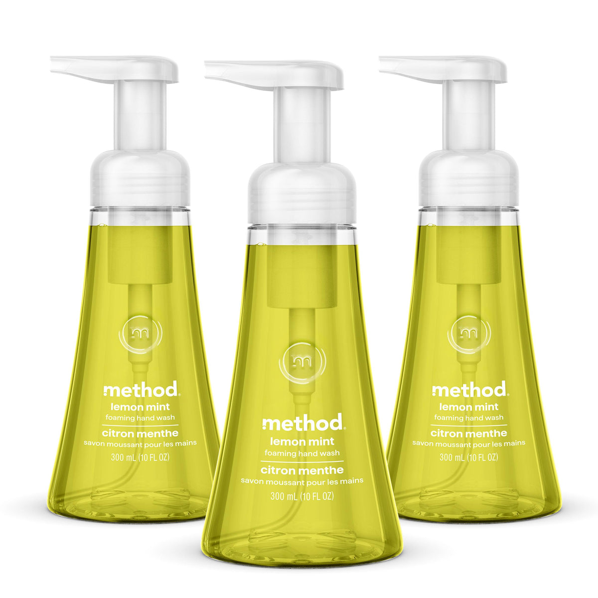Method Foaming Hand Wash Lemon Mint 3 pack front view