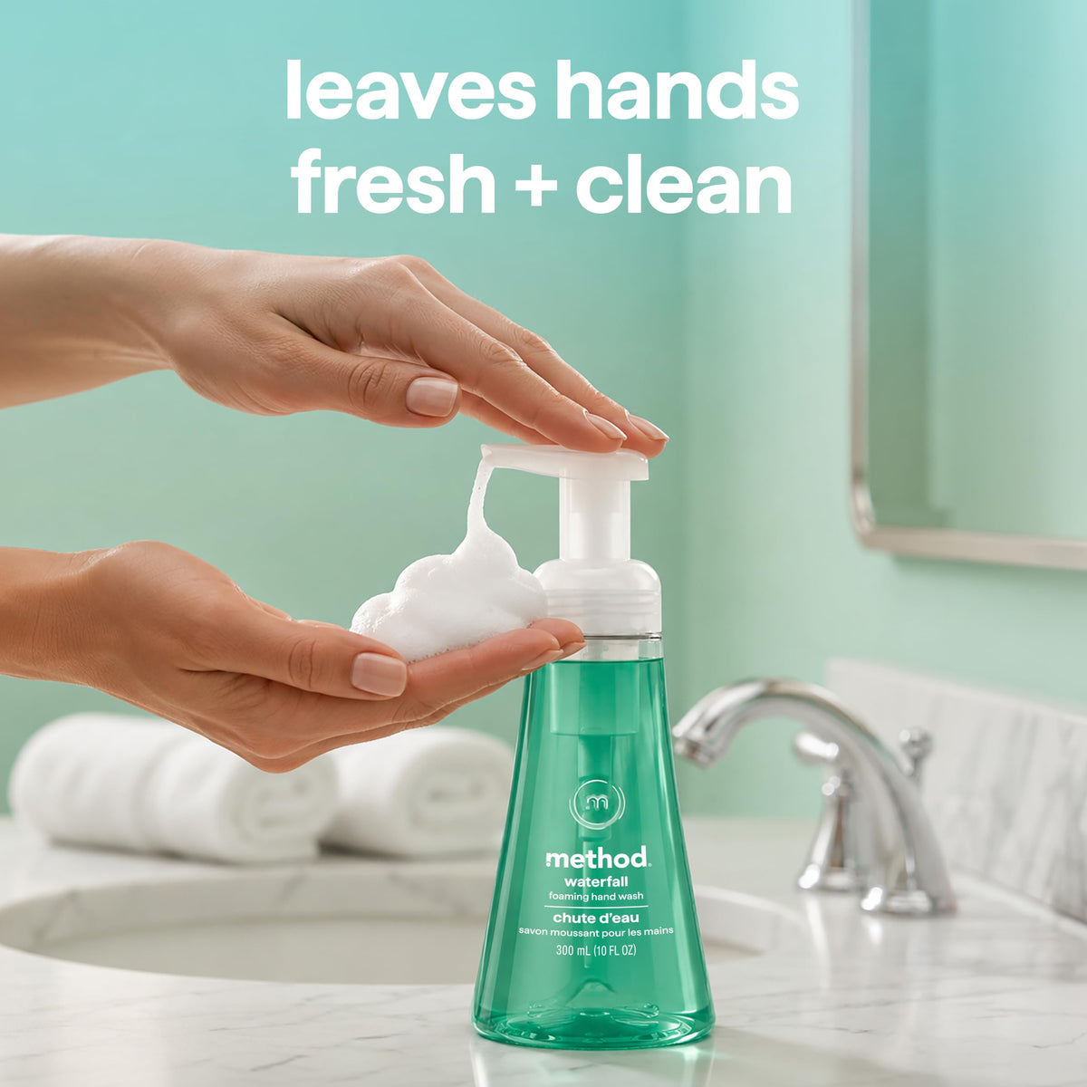 Method Foaming Hand Wash refill bottle on bathroom sink